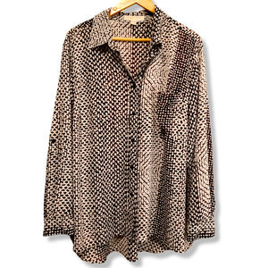 Michael Kors Plus Size Animal Print Button Up Blouse Size 2X Tan & Brown